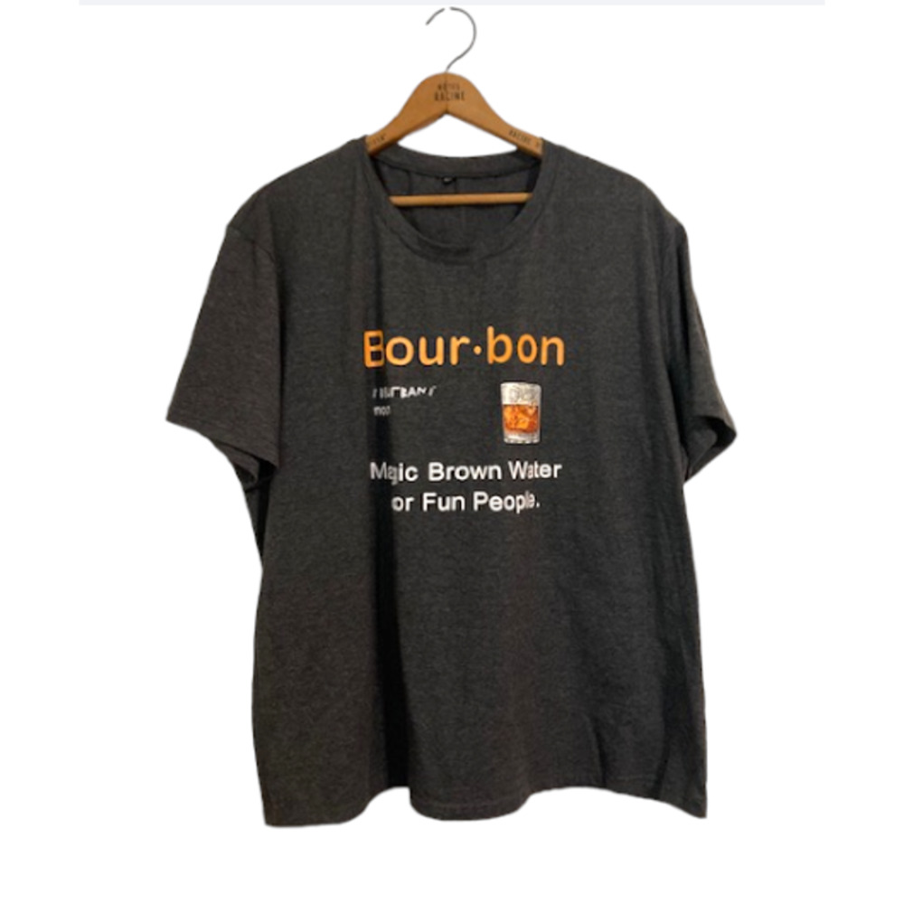 BOURBON Shirt - Magic Brown Water For Fun People - Gray Tee - XXL